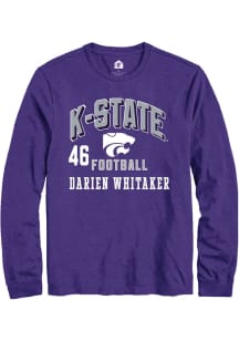 Darien Whitaker Mens Purple K-State Wildcats NIL Arch Logo Long Sleeve Player T Shirt