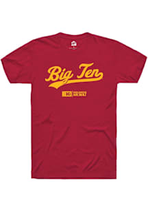 Rally Big Ten Cardinal Script Design Short Sleeve T Shirt
