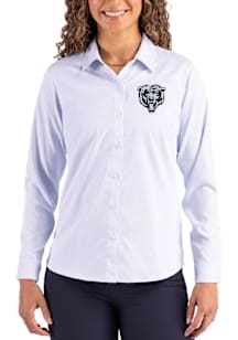 Cutter and Buck Chicago Bears Womens Mono Epic Confidence Pinstripe Long Sleeve Light Blue Dress S..
