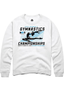 Mens Big Ten White Rally 2025 Womens Gymnastics Championships Crew Sweatshirt