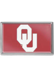 Oklahoma Sooners Red Domed Rectangular Car Emblem - Crimson