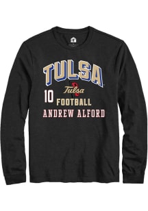 Andrew Alford Mens Black Tulsa Golden Hurricane NIL Arch Logo Long Sleeve Player T Shirt