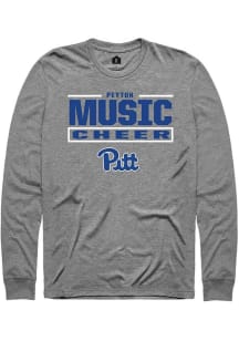 Peyton Music Mens Graphite Pitt Panthers NIL Stacked Box Long Sleeve Player T Shirt