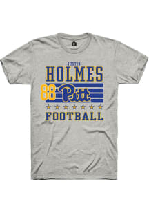 Justin Holmes Rally Mens Ash Pitt Panthers NIL Striped Player T Shirt