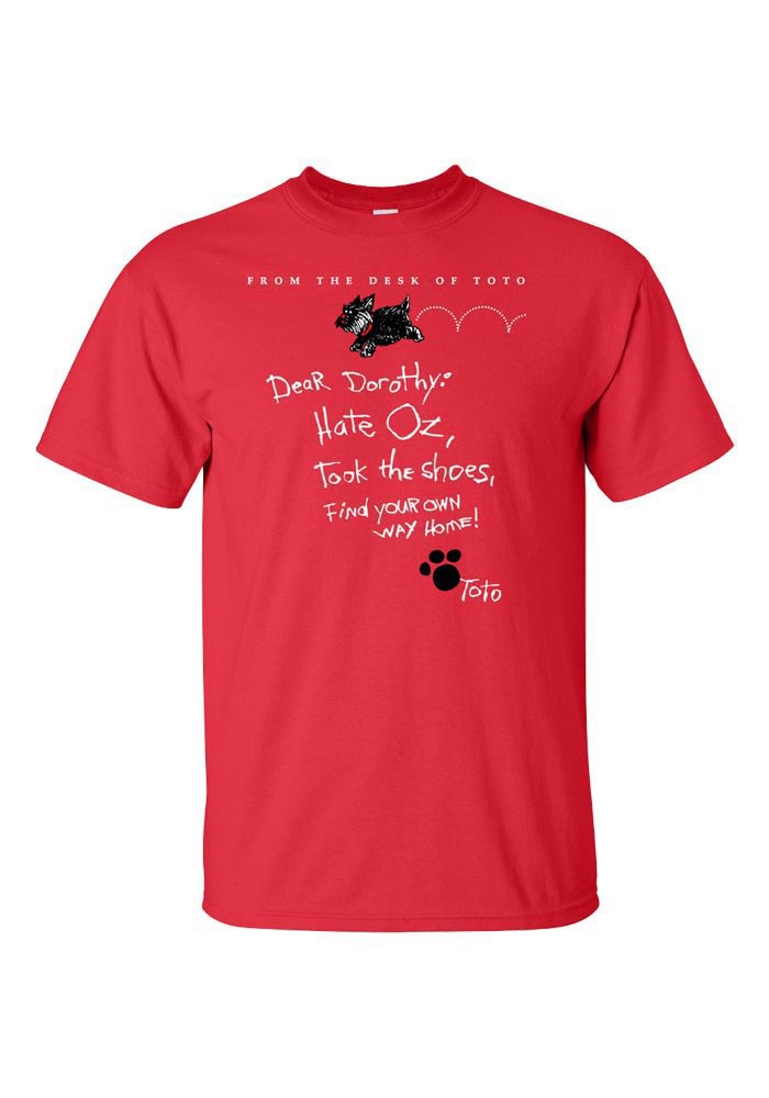 Wizard of Oz Womens Red Letter From Toto Short Sleeve T Shirt