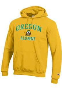 Mens Oregon Ducks Yellow Champion Logo Alumni Powerblend Hooded Sweatshirt