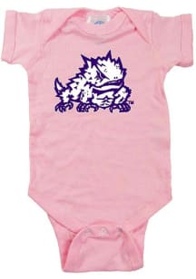 TCU Horned Frogs Baby Pink Mascot Short Sleeve One Piece