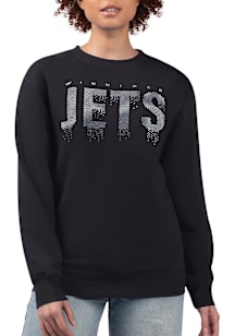 4Her Winnipeg Jets Womens Black Metallic Drops Crew Sweatshirt
