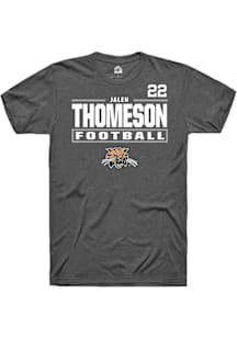 Jalen Thomeson Ohio Bobcats Dark Grey Football NIL Stacked Box Short Sleeve Player T Shirt