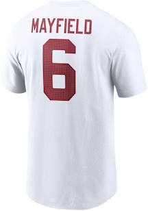 Baker Mayfield Oklahoma Sooners White Football Name And Number Short Sleeve Player T Shirt