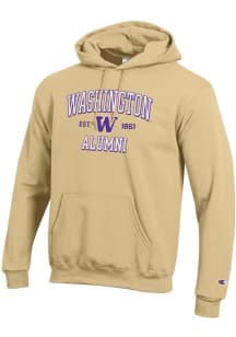 Mens Washington Huskies Gold Champion Est Alumni Powerblend Hooded Sweatshirt