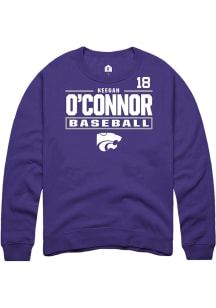 Keegan O'Connor Rally Mens Purple K-State Wildcats NIL Stacked Box Player Crew
