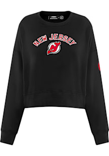 Pro Standard New Jersey Devils Womens Black Classic Chenille Crew Sweatshirt