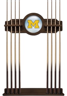 Brown Michigan Wolverines Solid Wood Cue Rack Pool Table