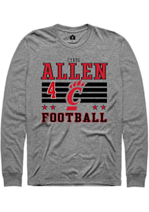 Cyrus Allen Cincinnati Bearcats Grey Football NIL Striped Long Sleeve Player T Shirt
