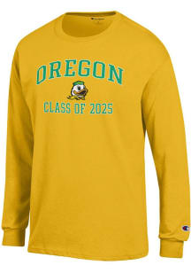 Mens Oregon Ducks Yellow Champion Font Class of 2025 Jersey Tee