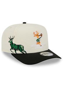 New Era Milwaukee Bucks White 2T Hardwood Classic A-Frame 9FIFTY Mens Snapback Hat