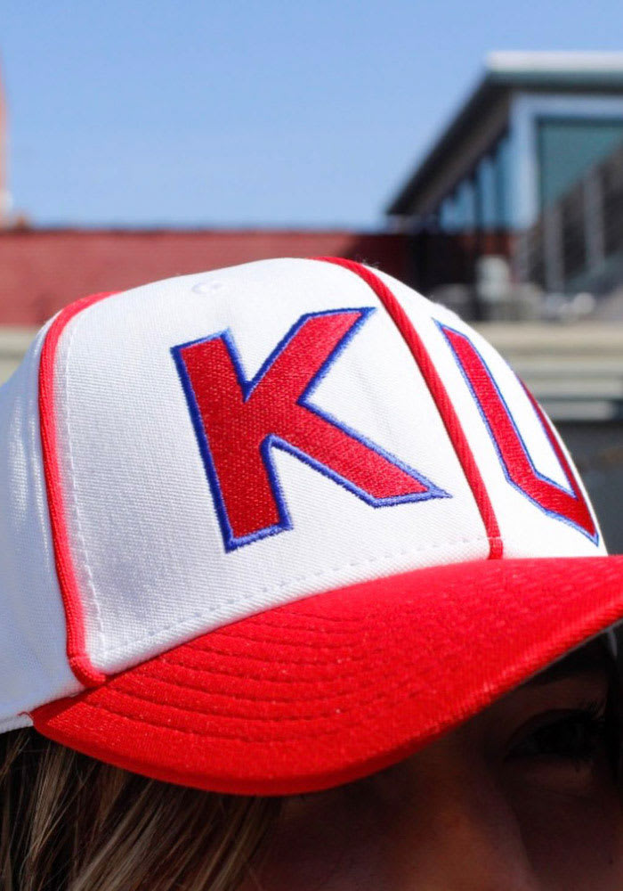 Kansas Jayhawks Mens White Retro Negro Leagues Baseball Fitted Hat