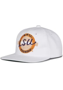 LSU Tigers White Retro Circle White Mens Snapback Hat