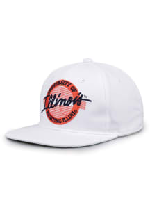 Illinois Fighting Illini White Retro Circle Mens Snapback Hat