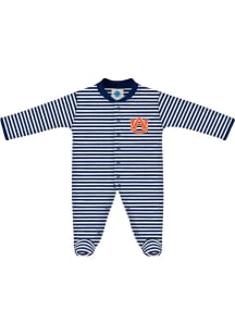 Auburn Tigers Baby Navy Blue Stripe Loungewear One Piece Pajamas