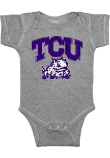 TCU Horned Frogs Baby Grey #1 Short Sleeve One Piece