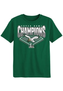 Philadelphia Eagles Boys Kelly Green 2024 Super Bowl Champs Fan Retro Diamond Short Sleeve T-Shirt