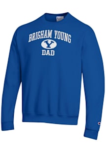 Champion BYU Cougars Mens Blue Arch Logo Dad Powerblend Long Sleeve Crew Sweatshirt