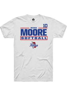 Maura Moore Rally Mens White Tulsa Golden Hurricane NIL Stacked Box Player T Shirt
