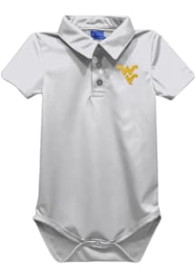 Vive La Fete West Virginia Mountaineers Baby White Team Short Sleeve One Piece Polo