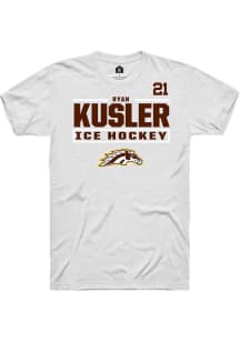 Ryan Kusler Rally Mens White Western Michigan Broncos NIL Stacked Box Player T Shirt
