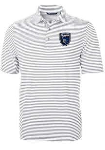 Cutter and Buck San Jose Earthquakes Grey Virtue Eco Pique Stripe Big and Tall Polo