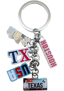 Houston 5-Dangle Keychain - Silver