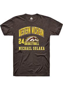 Michael Sulaka Rally Mens Brown Western Michigan Broncos NIL Arch Logo Player T Shirt