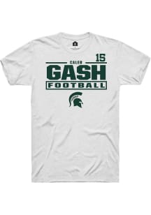 Caleb Gash White Michigan State Spartans NIL Stacked Box Short Sleeve T Shirt