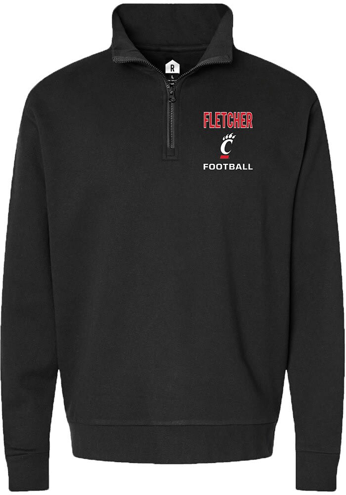 Mason Fletcher Rally Cincinnati Bearcats Mens NIL Embroidered Long Sleeve Qtr Zip Pullover