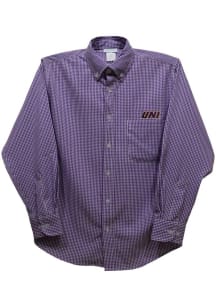 Vive La Fete Northern Iowa Panthers Toddler Purple Gingham Long Sleeve Polo