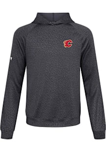 Levelwear Calgary Flames Mens Black Challenger Embroidered 3D Patch Long Sleeve Hoodie
