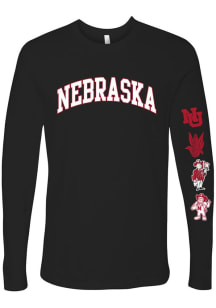 Mens Black Nebraska Cornhuskers Multi Logo Sleeve Hit Tee