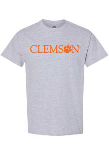 Summit Sportswear Clemson Tigers Grey Paw Wordmark Short Sleeve T Shirt