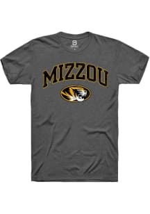 Summit Sportswear Missouri Tigers Charcoal Distressed Arch Mascot Short Sleeve T Shirt