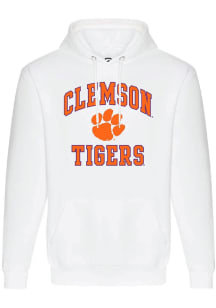 Summit Sportswear Clemson Tigers Mens White Number One Long Sleeve Hoodie