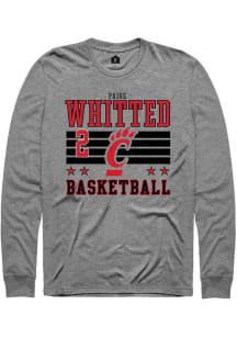 Paige Whitted Mens Grey Cincinnati Bearcats NIL Striped Long Sleeve Player T Shirt
