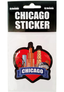 Chicago City Heart Shaped Stickers