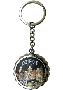 Detroit City Bottle Opener Cap Keychain