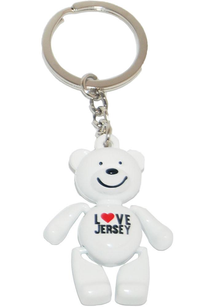 New Jersey White I Love State Bear Keychain - 11690542