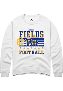 Jordan Fields Rally Mens White Pitt Panthers Football NIL Striped Player Crew