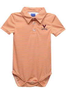 Vive La Fete Virginia Cavaliers Baby Orange Pencil Stripe Short Sleeve One Piece Polo