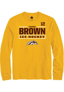 Connor Brown Mens Gold Western Michigan Broncos NIL Stacked Box Long Sleeve Player T Shirt