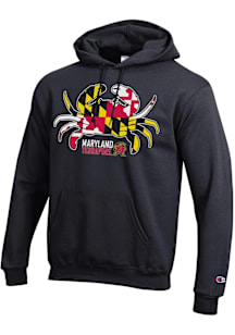 Mens Maryland Terrapins Black Champion State Crab Powerblend Hooded Sweatshirt